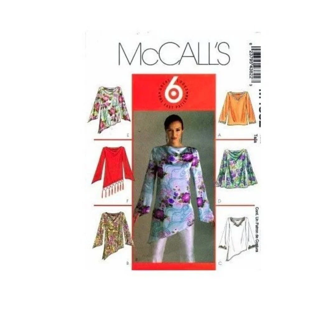 McCall's Sewing Pattern 4382 Tops Tunics Misses‎ Size XS-M